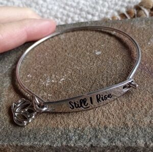 Silver "Still I Rise" Bangle Bracelet